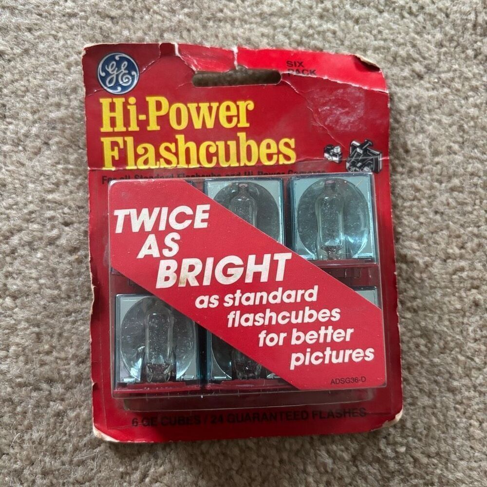 GE Hi-Power Flashcubes Twice As Bright Six Pack *New*